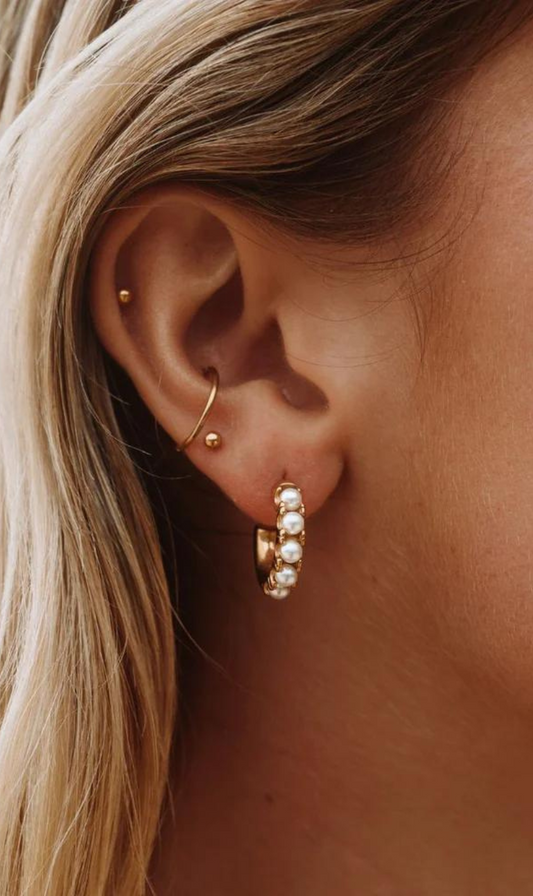 Mini Pearl Huggies Earrings