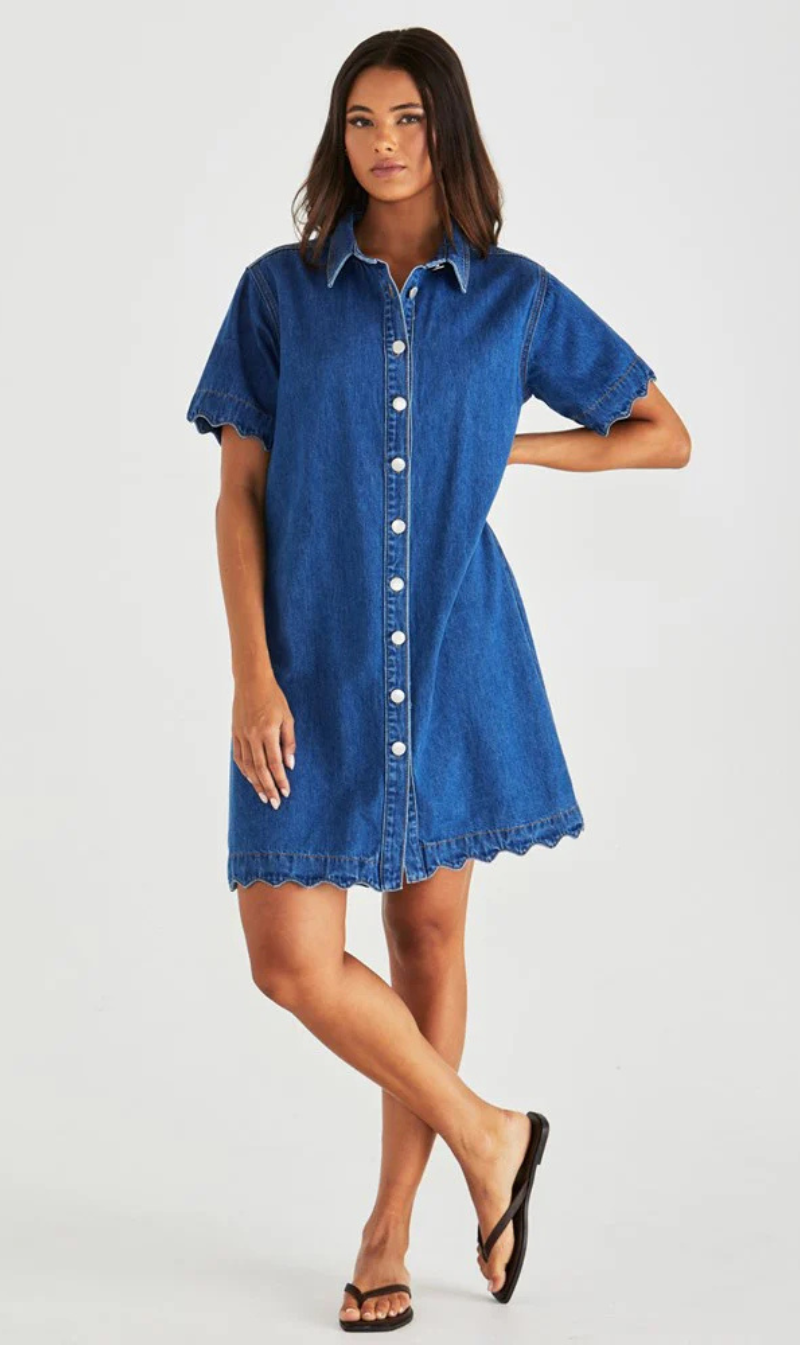 Vale Scalloped Denim Dress
