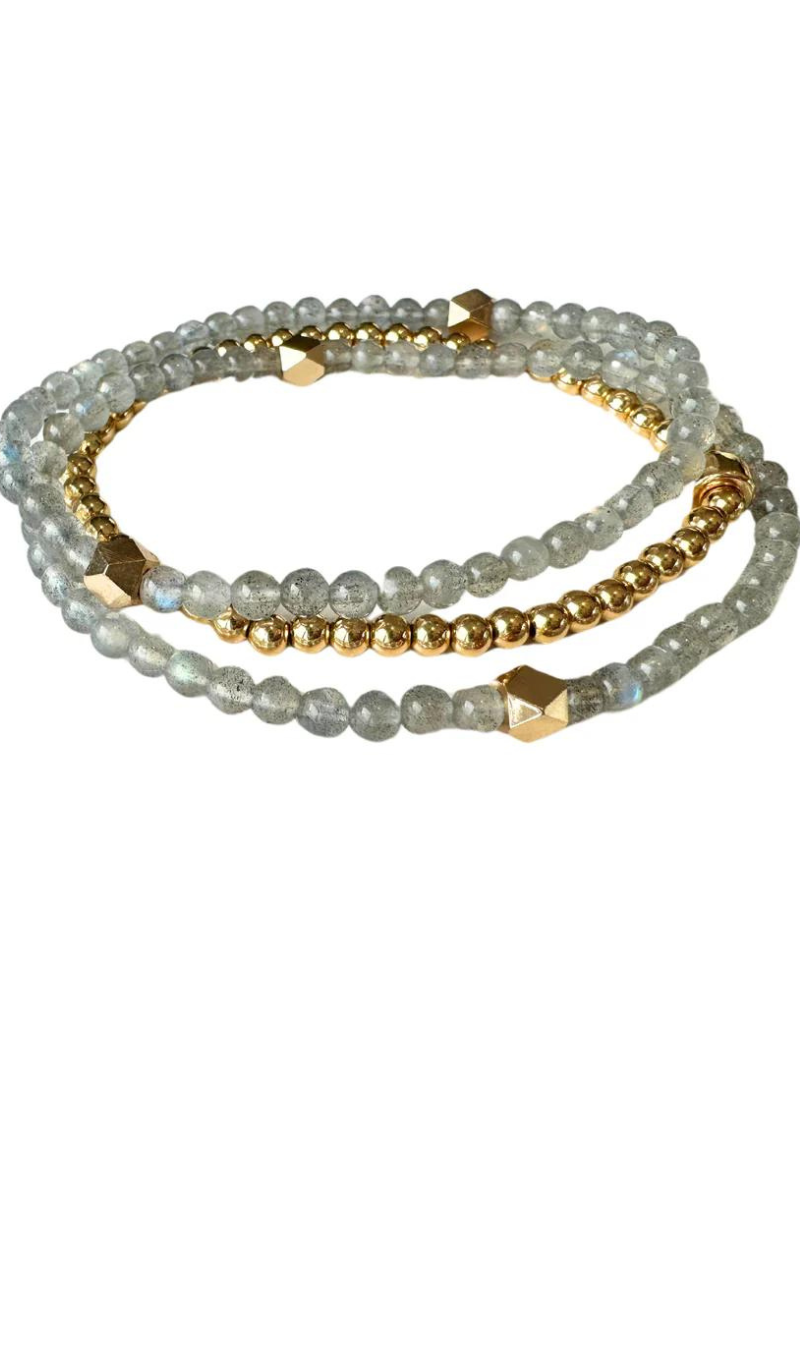 Labradorite and Gold Bracelet Set