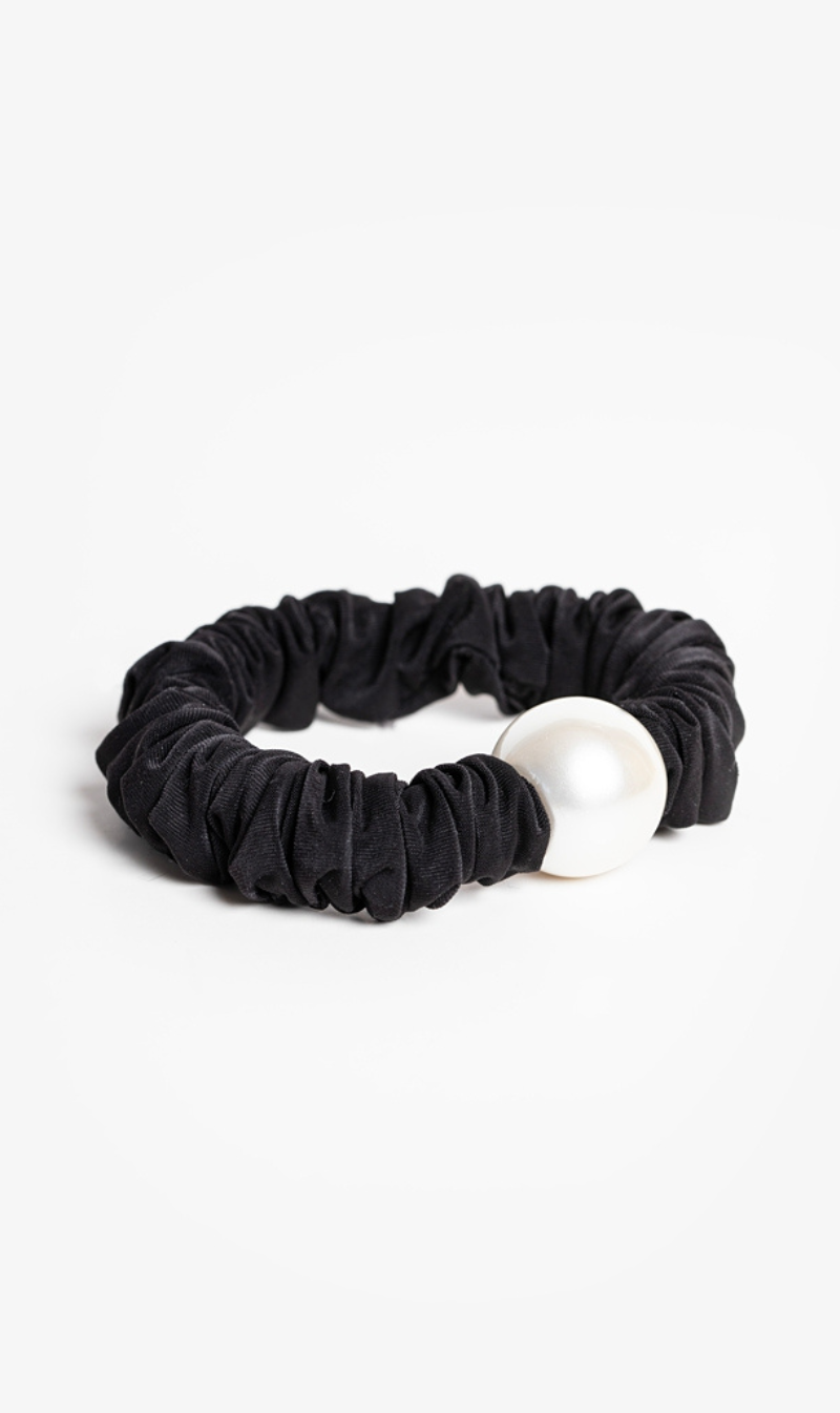 Black Hair Tie | Single Pearl