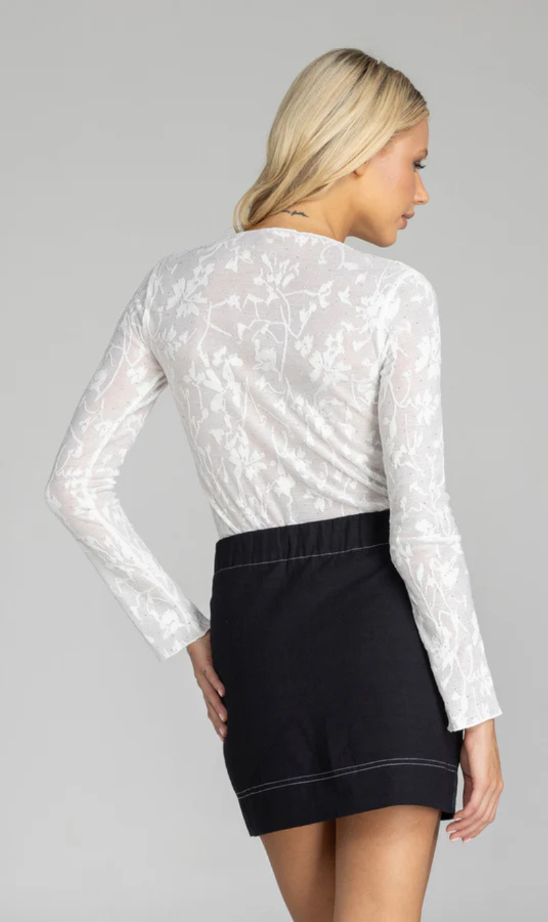 Gigi Top | White Lace with Silver Diamantes