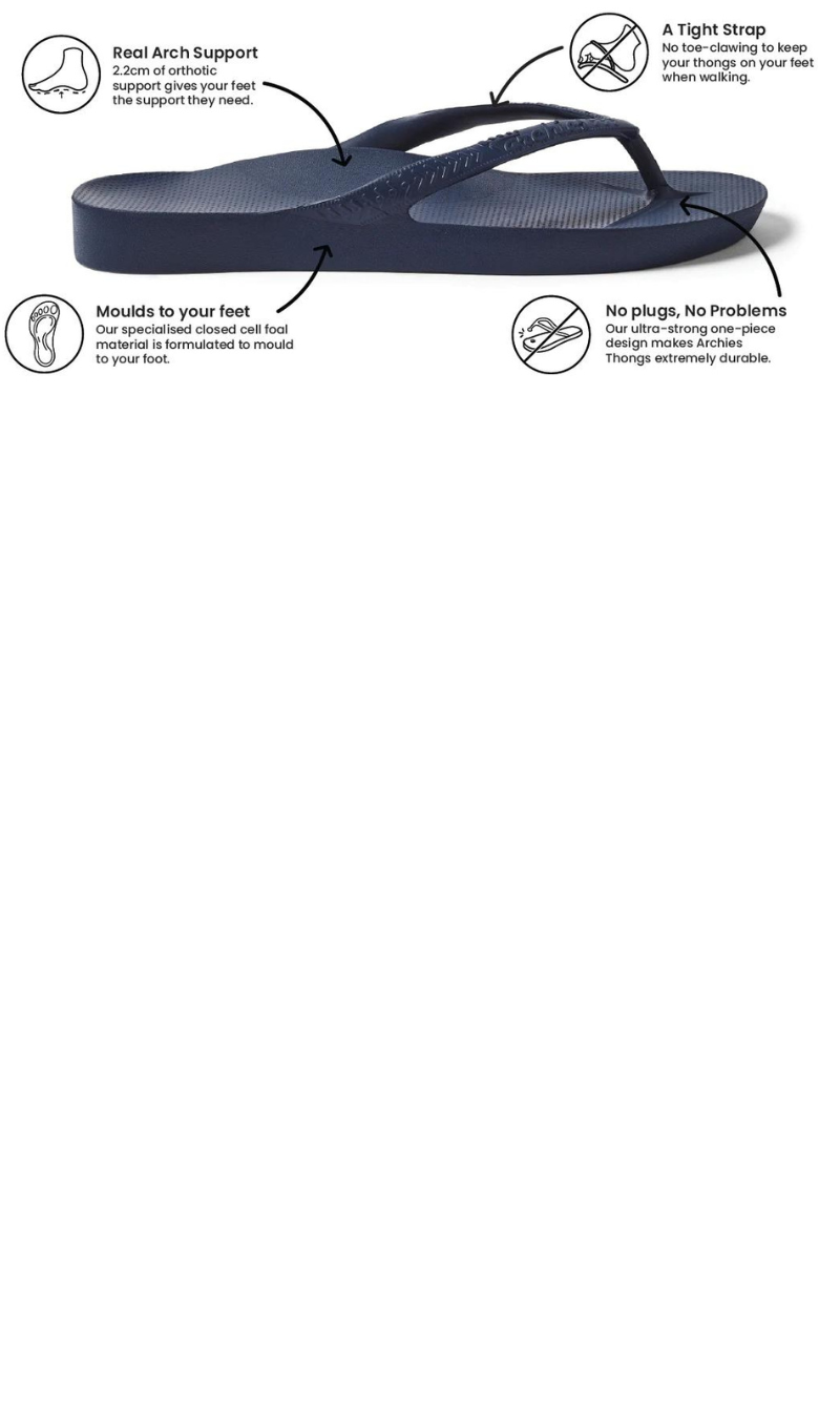 Archies Arch Support Jandals - Navy