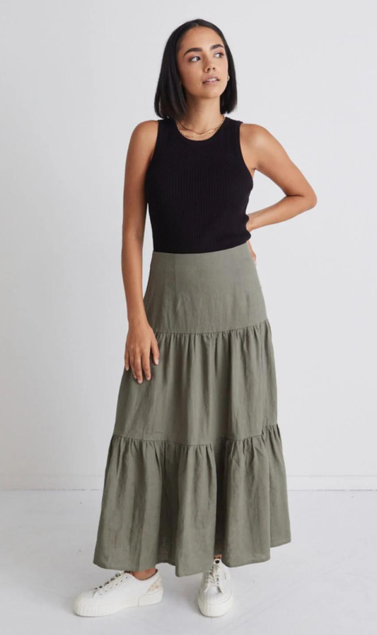 Blazing Linen Midi Skirt