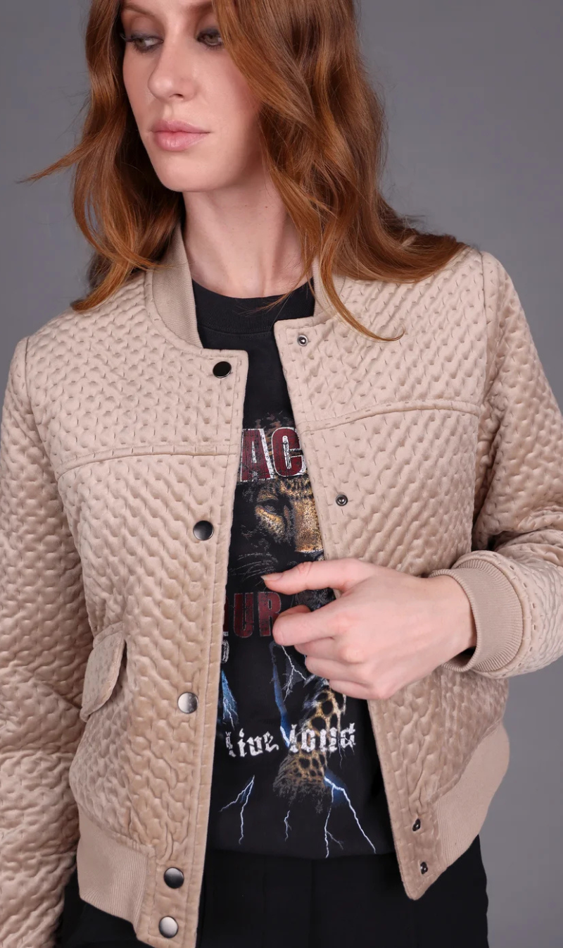 Crop Velvet Bomber