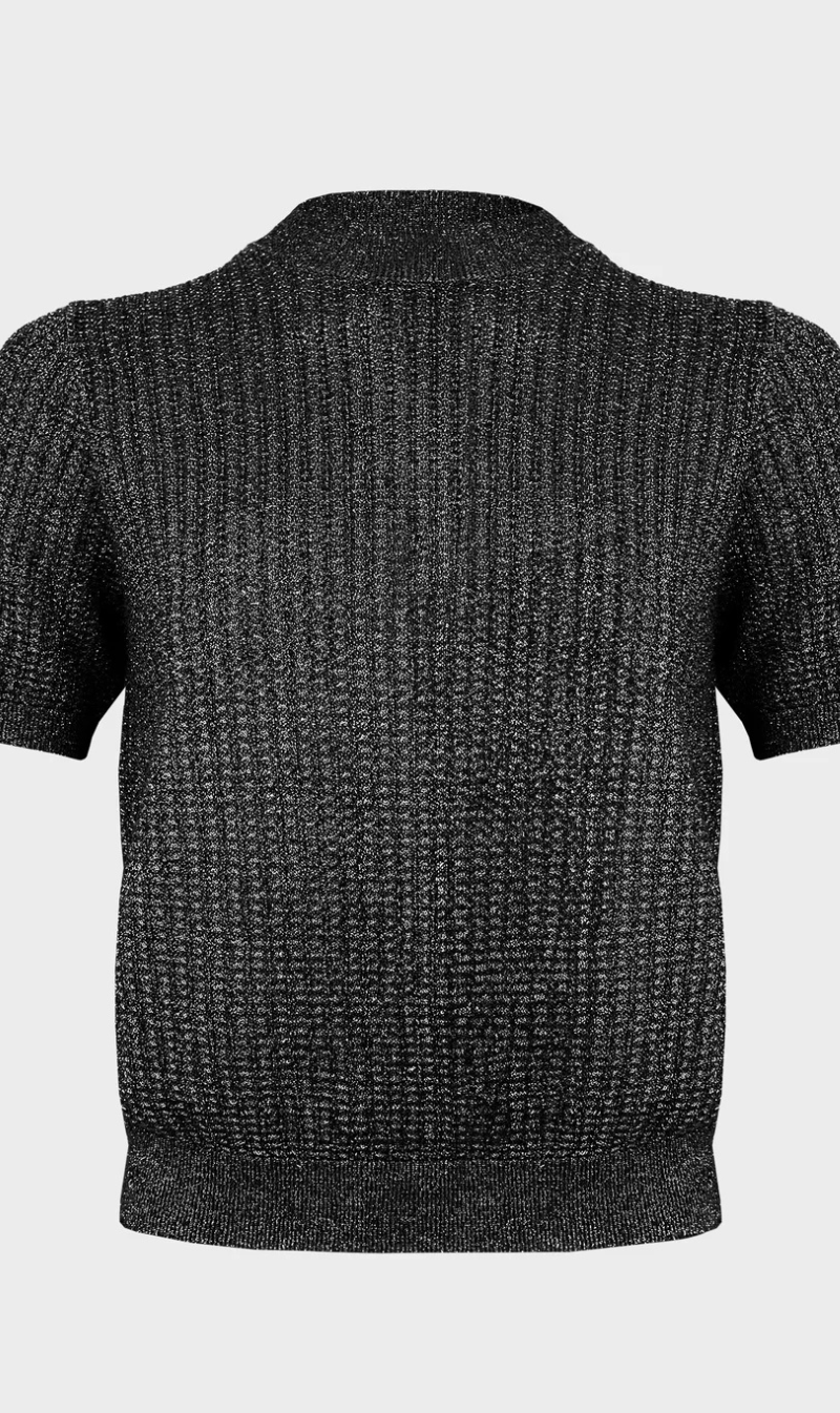 Textured Metallic S/S Sweater