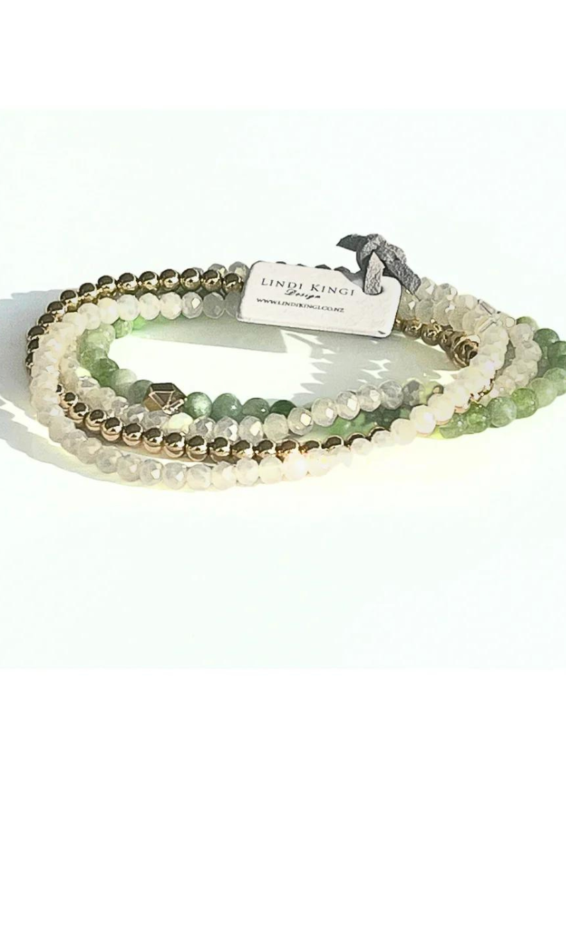 Beaded Bracelet Set | Peridot, Opal and Gold