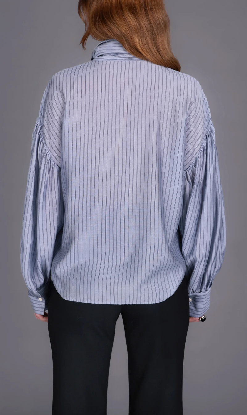 Tie Neck Stripe Top