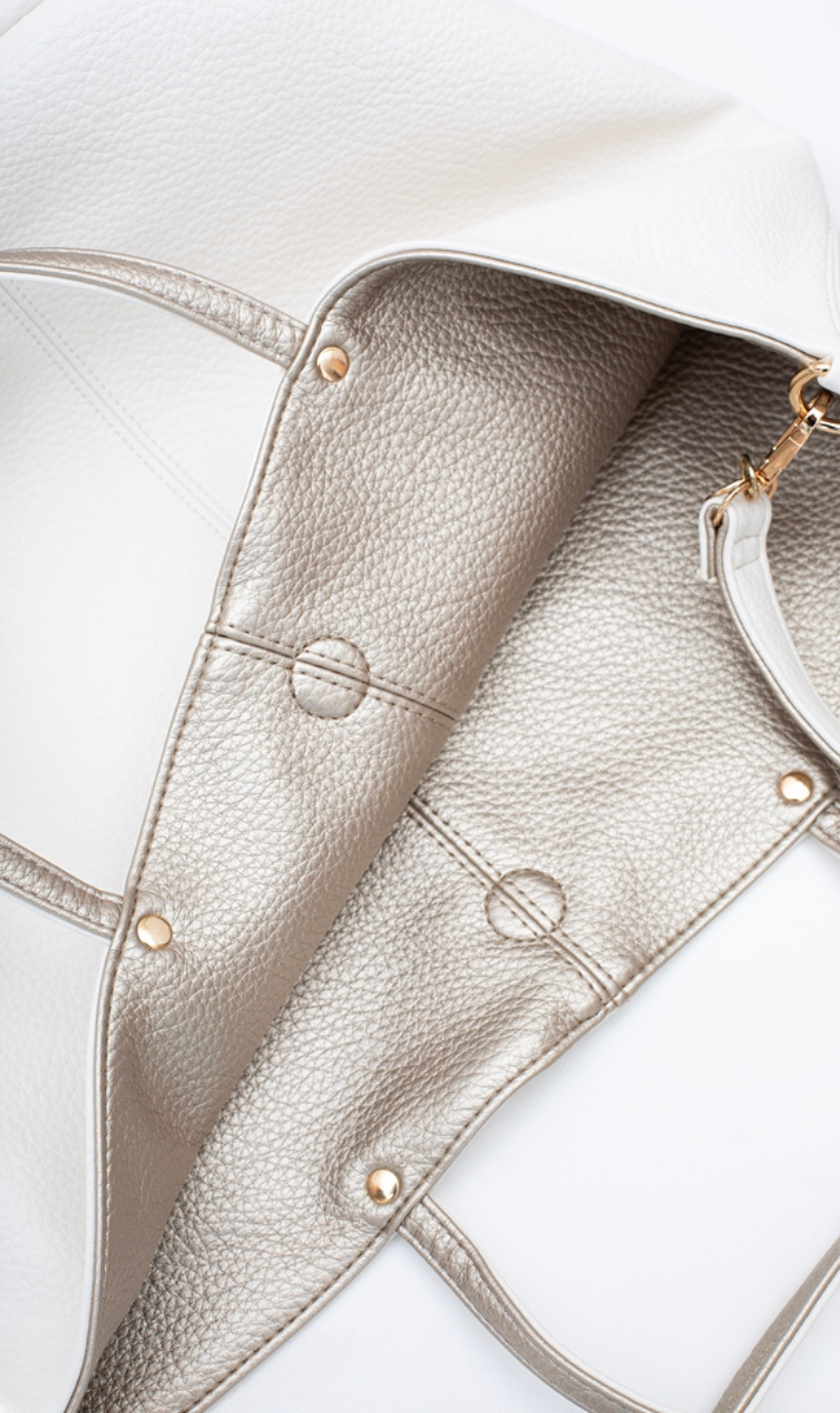 Hartley Reversible Tote | Bone & Gold