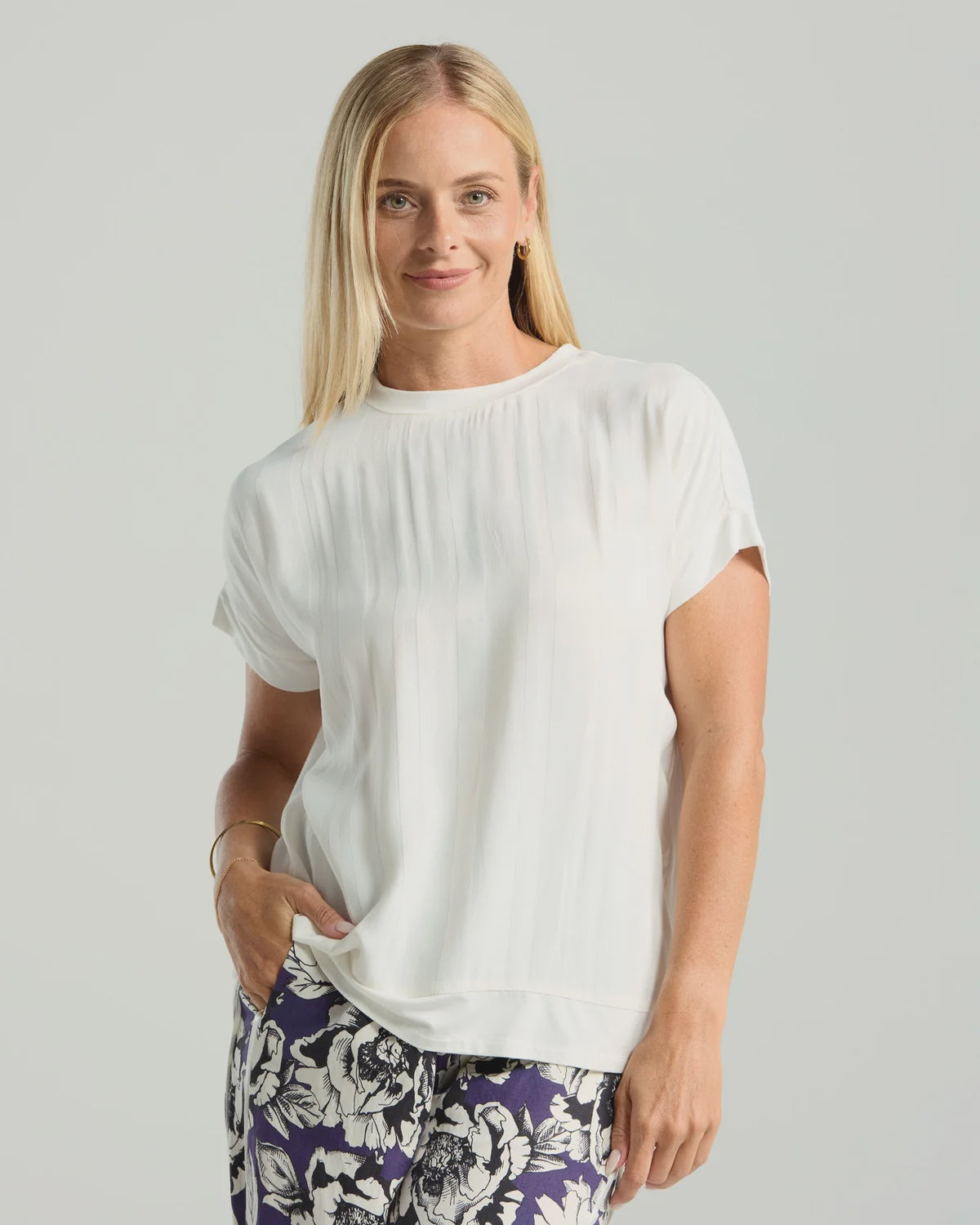 Simona Spliced Satin Top
