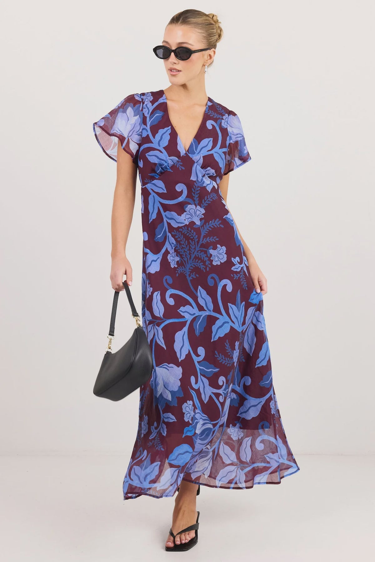 Chariot Flutter Sleeve Maxi Dress