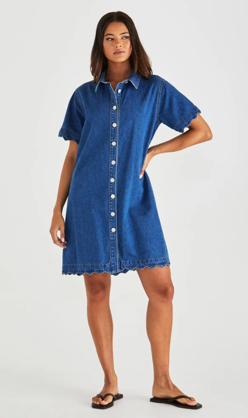 Vale Scalloped Denim Dress