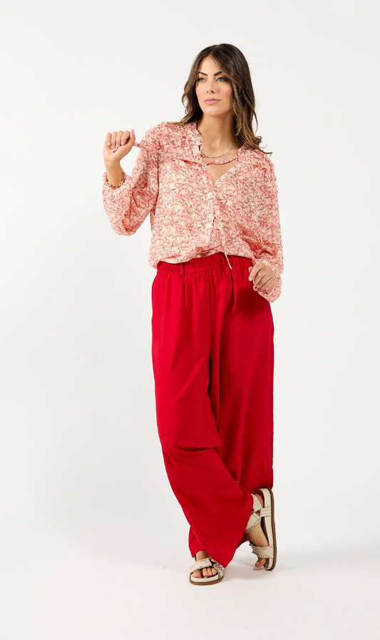 Honor Blouse | Red Scroll