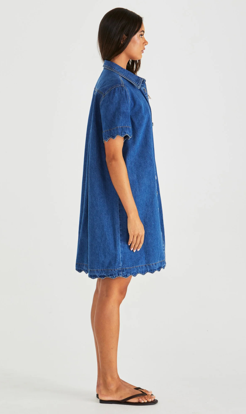 Vale Scalloped Denim Dress