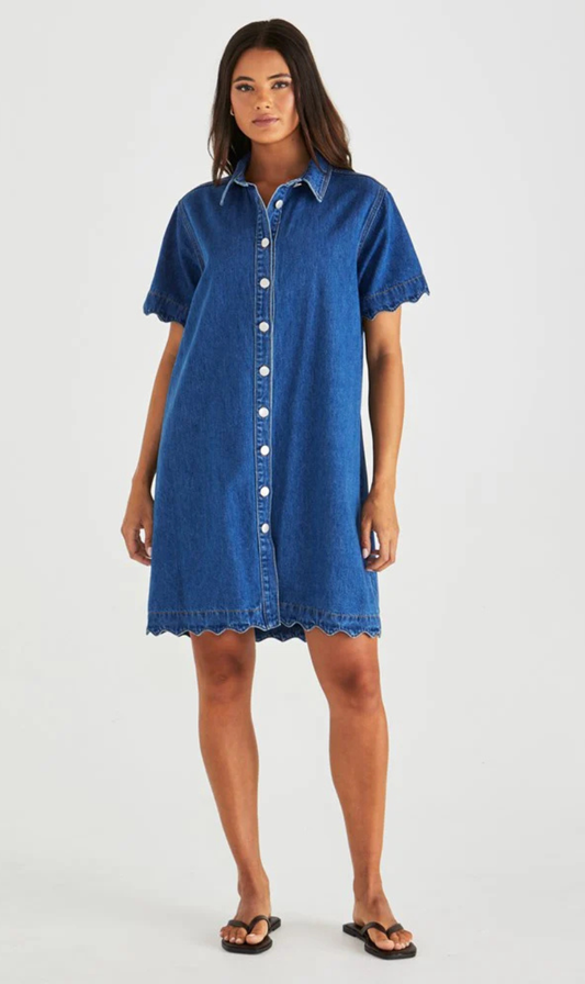 Vale Scalloped Denim Dress