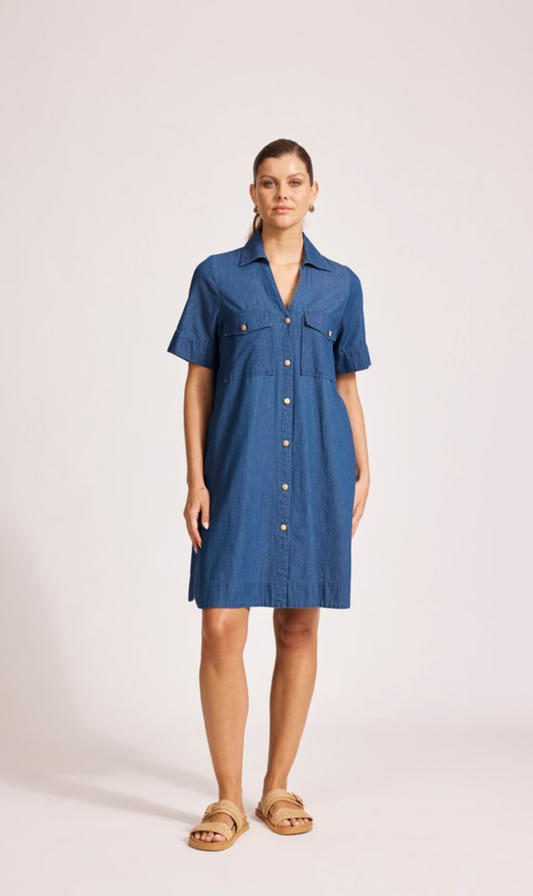 Melenia Denim Shirt Dress | Indigo