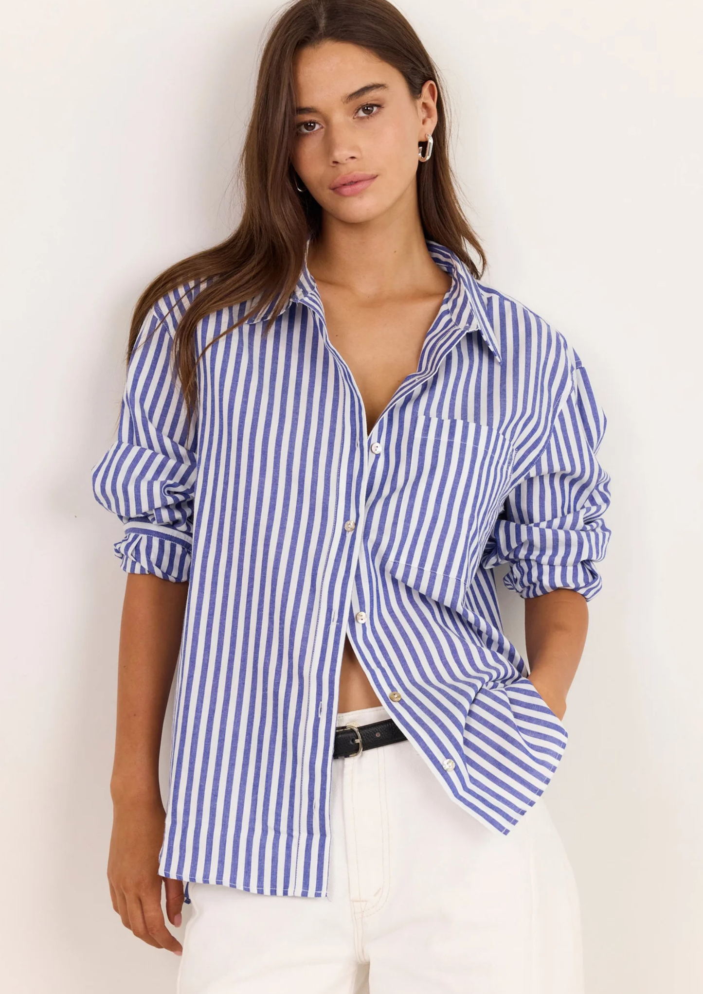 You Got This Blue Stripe Cotton Oversized Shirt