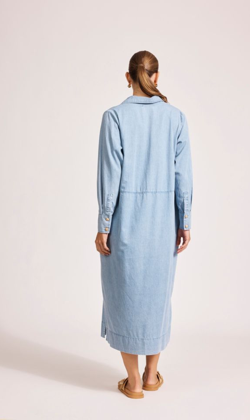 Melenia Denim Collared Dress | Denim