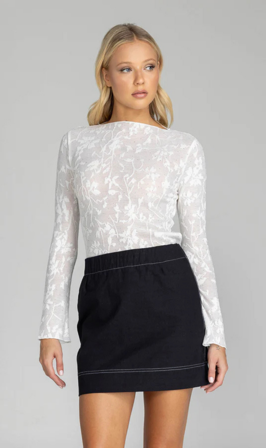 Gigi Top | White Lace with Silver Diamantes