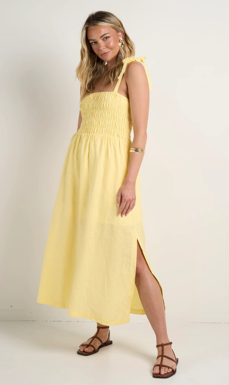 Vacation Shirred Midi Dress