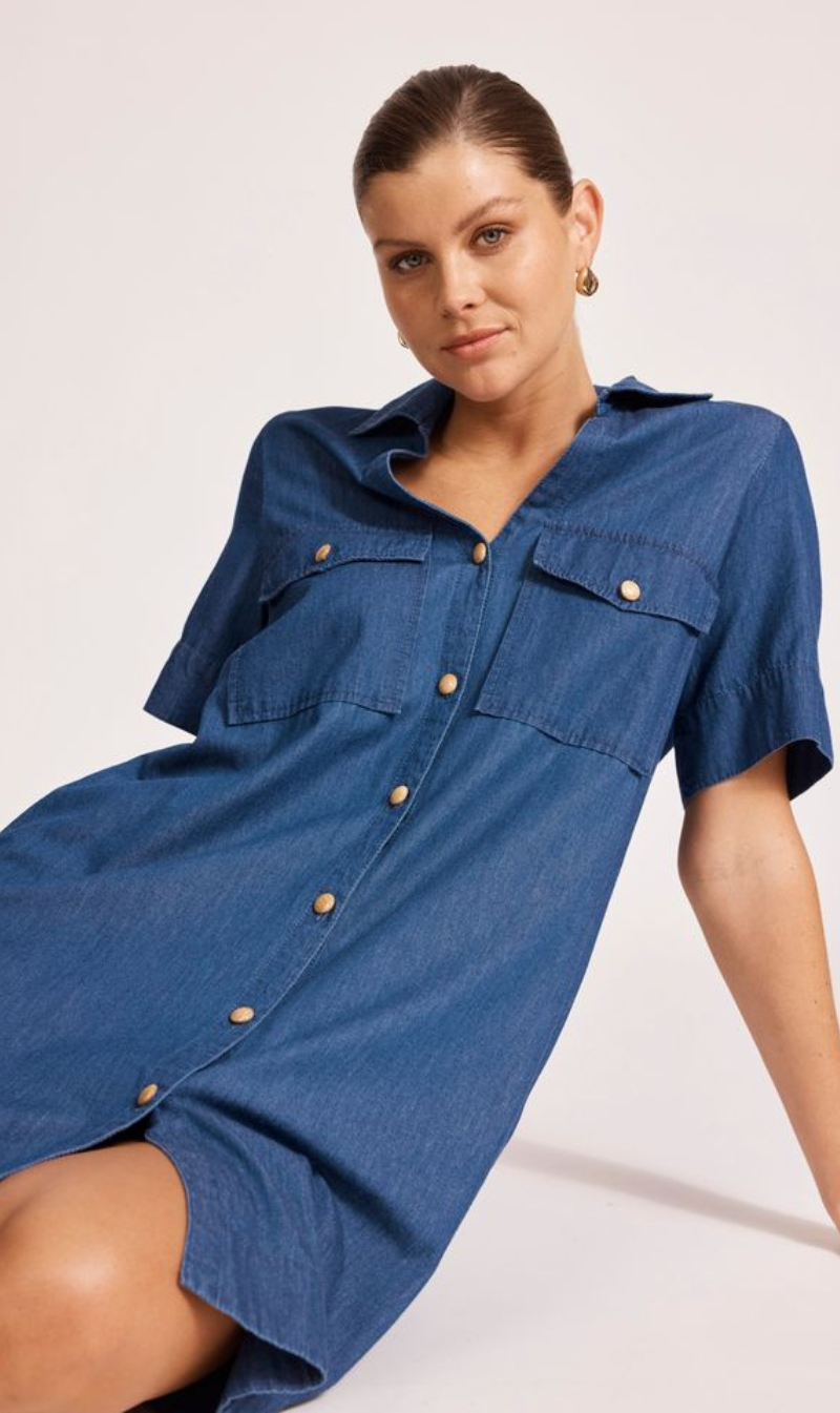 Melenia Denim Shirt Dress | Indigo