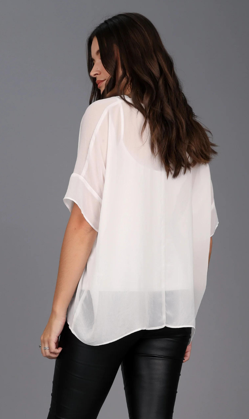 Relaxed Sheer Short Sleeve Top