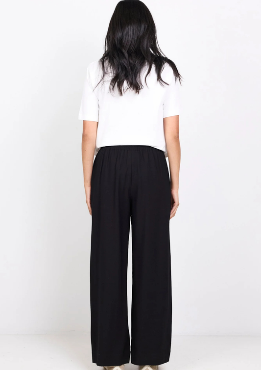 Townie Black Matte Petite Stripe Side Tape Wide Leg Pants