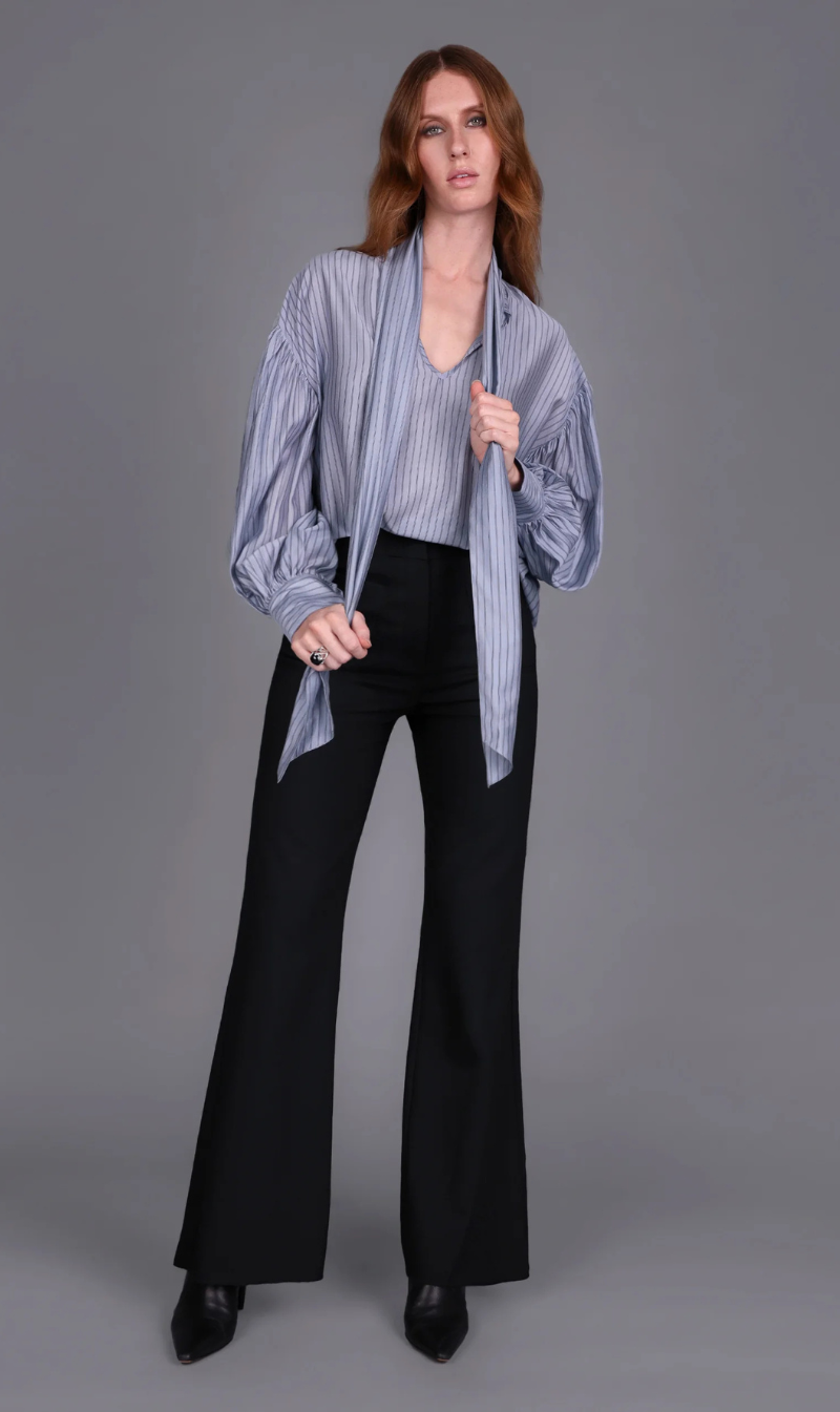 Tie Neck Stripe Top