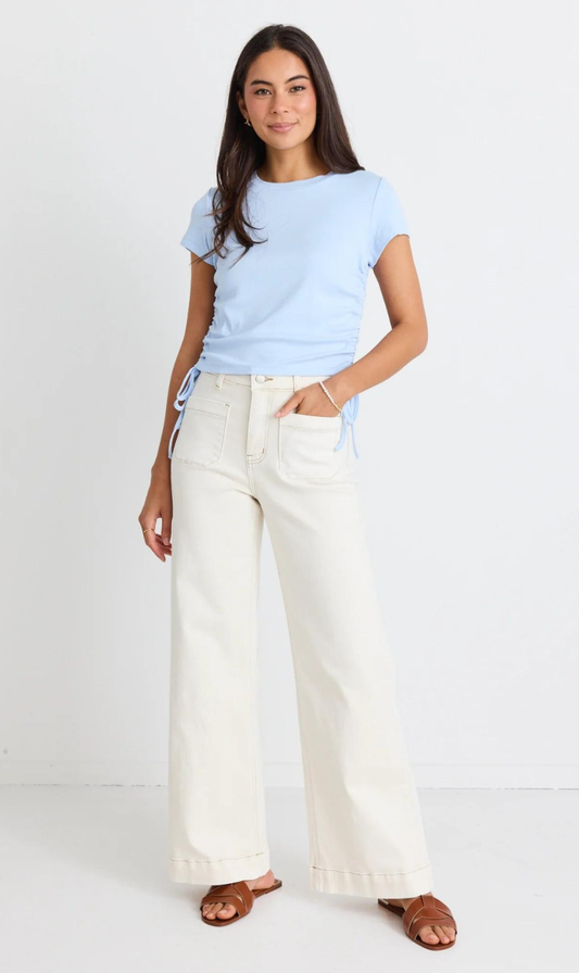 Zoey Wide Leg Jean | Ecru