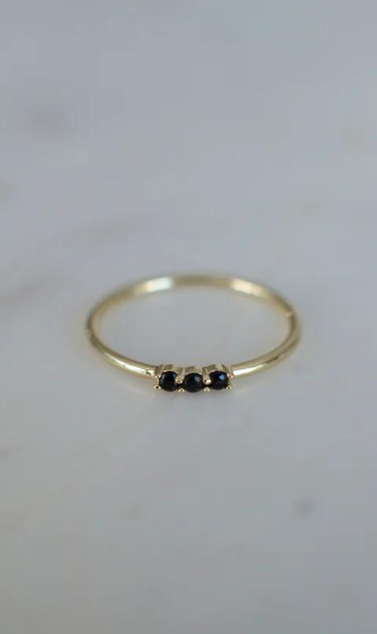 Three Rock Ring Black - Gold