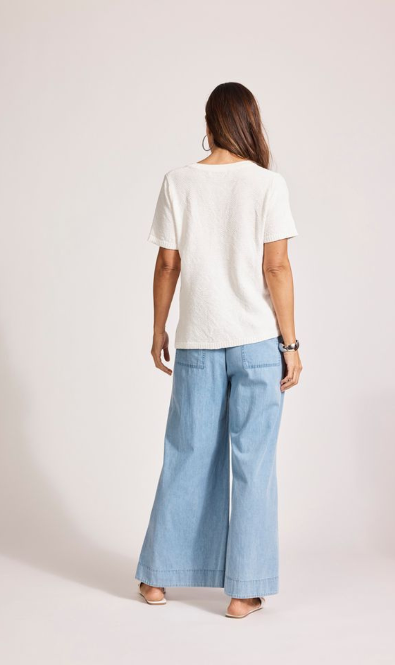 Artemis V Knit Top | White