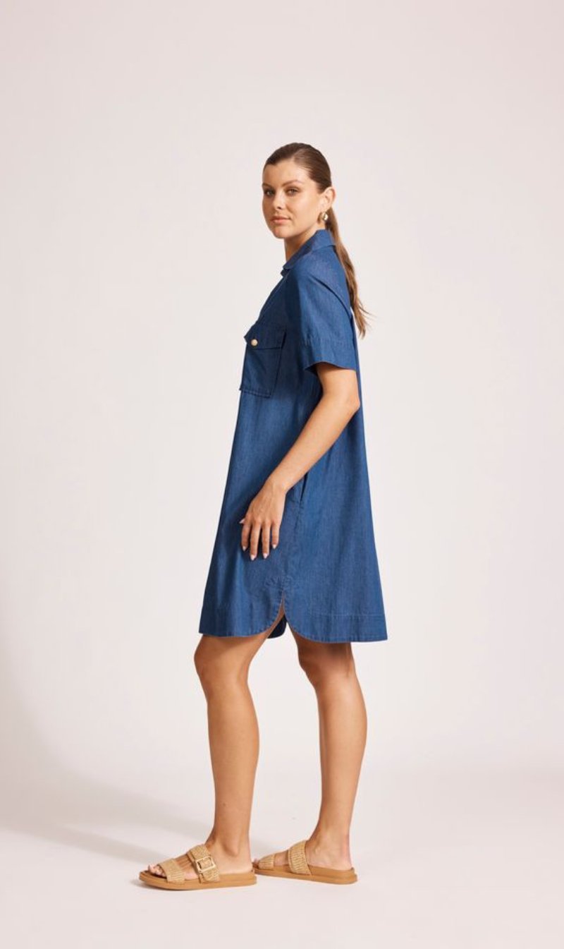 Melenia Denim Shirt Dress | Indigo
