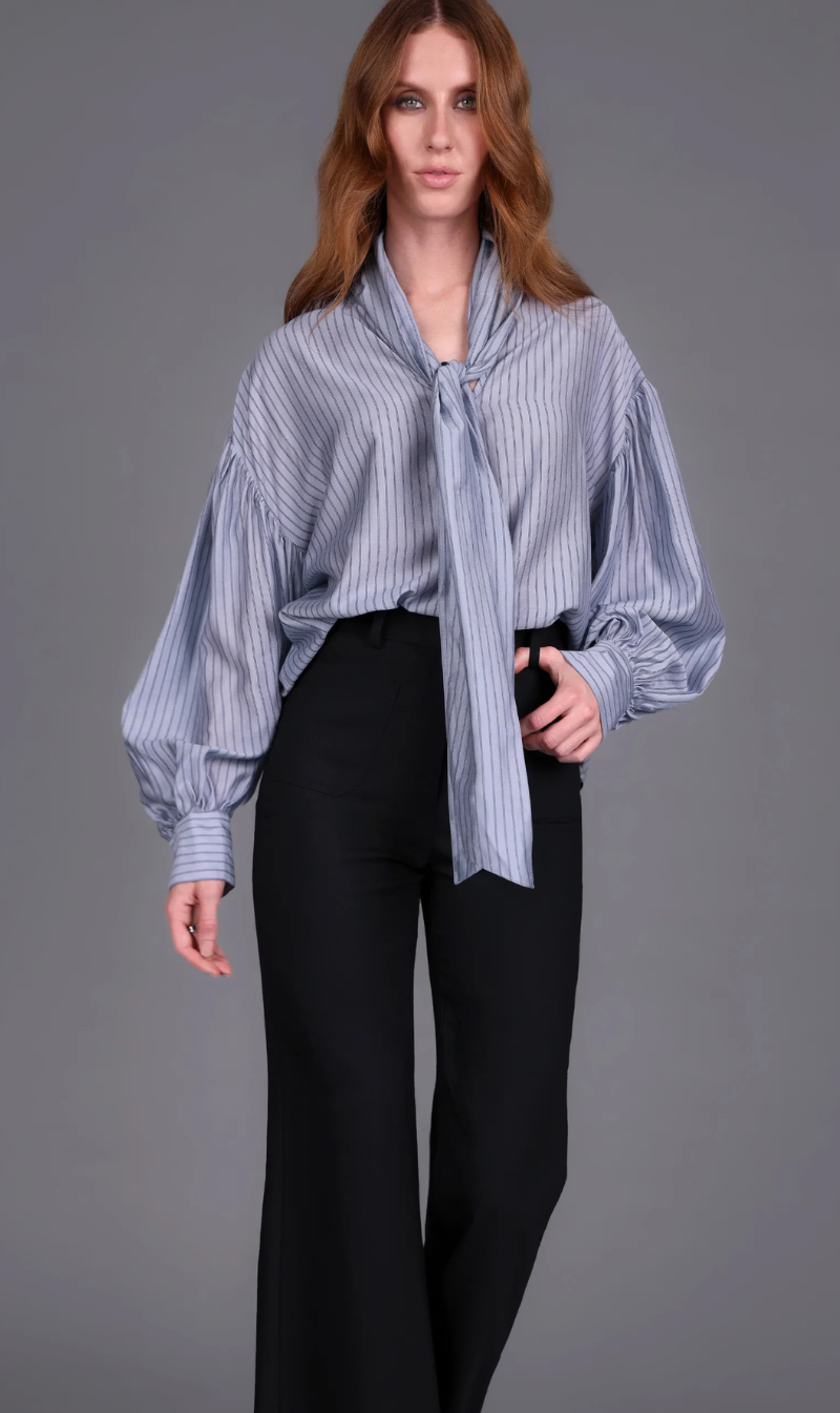 Tie Neck Stripe Top