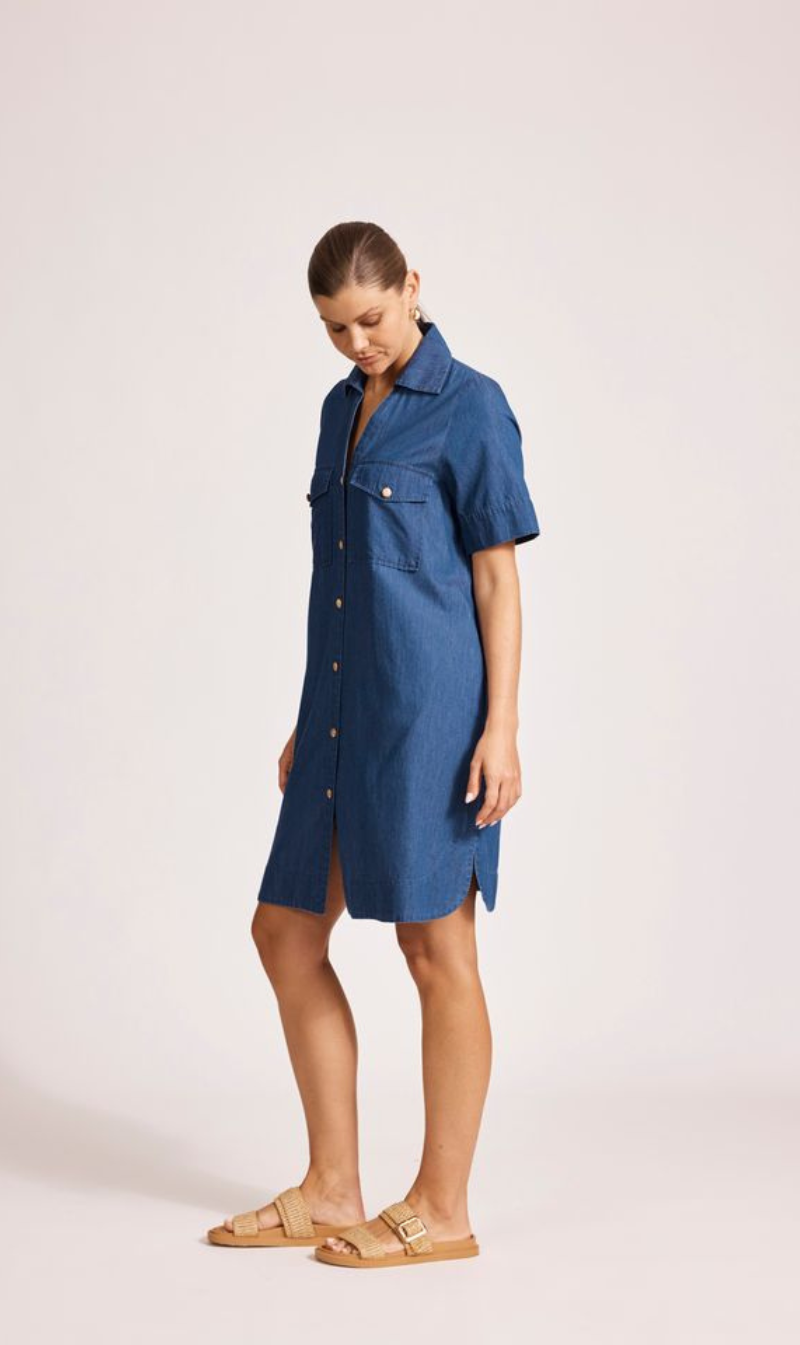 Melenia Denim Shirt Dress | Indigo
