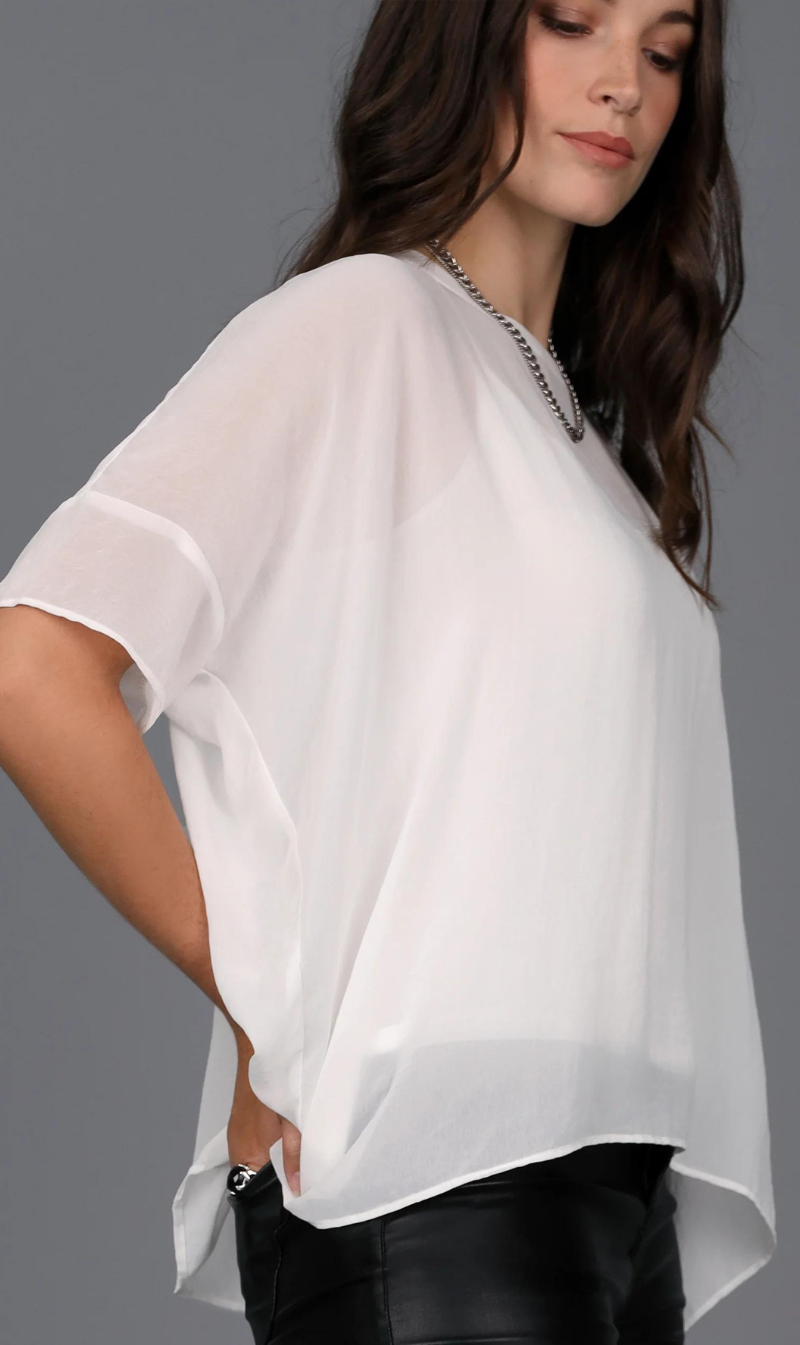 Relaxed Sheer Short Sleeve Top