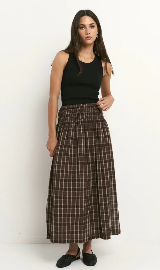 Cheerful Shirred Waist Maxi Skirt