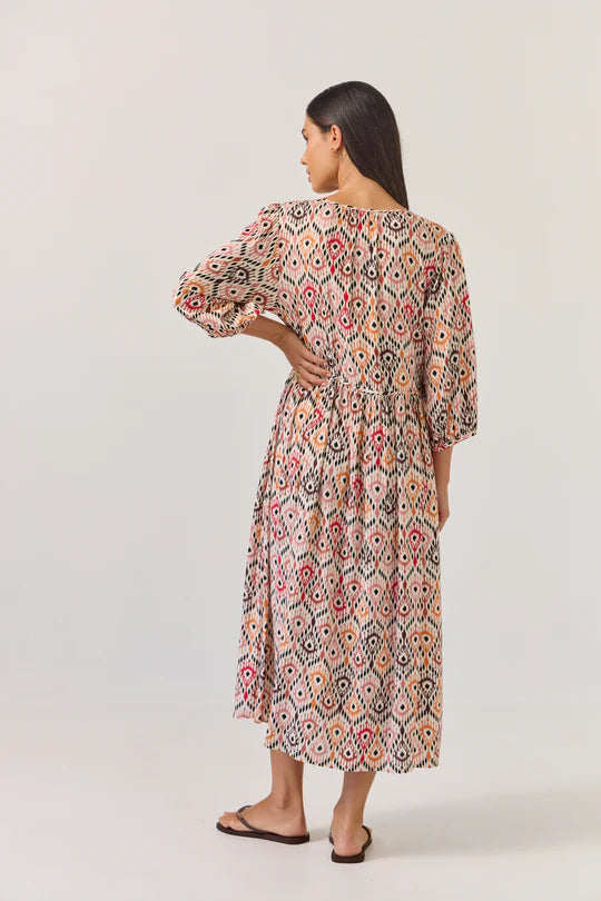 Odette Dress | Mocha Ikat