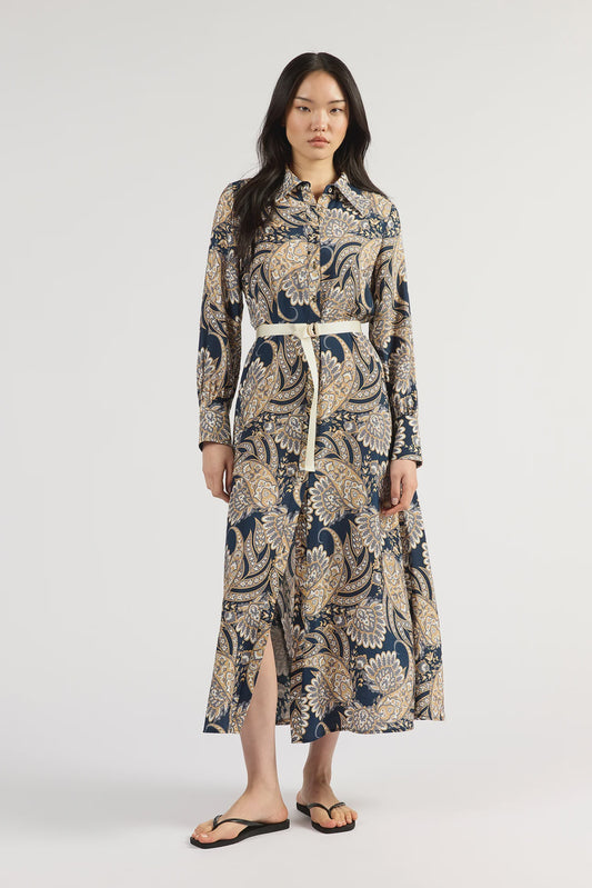 Mala Dress | Navy Paisley