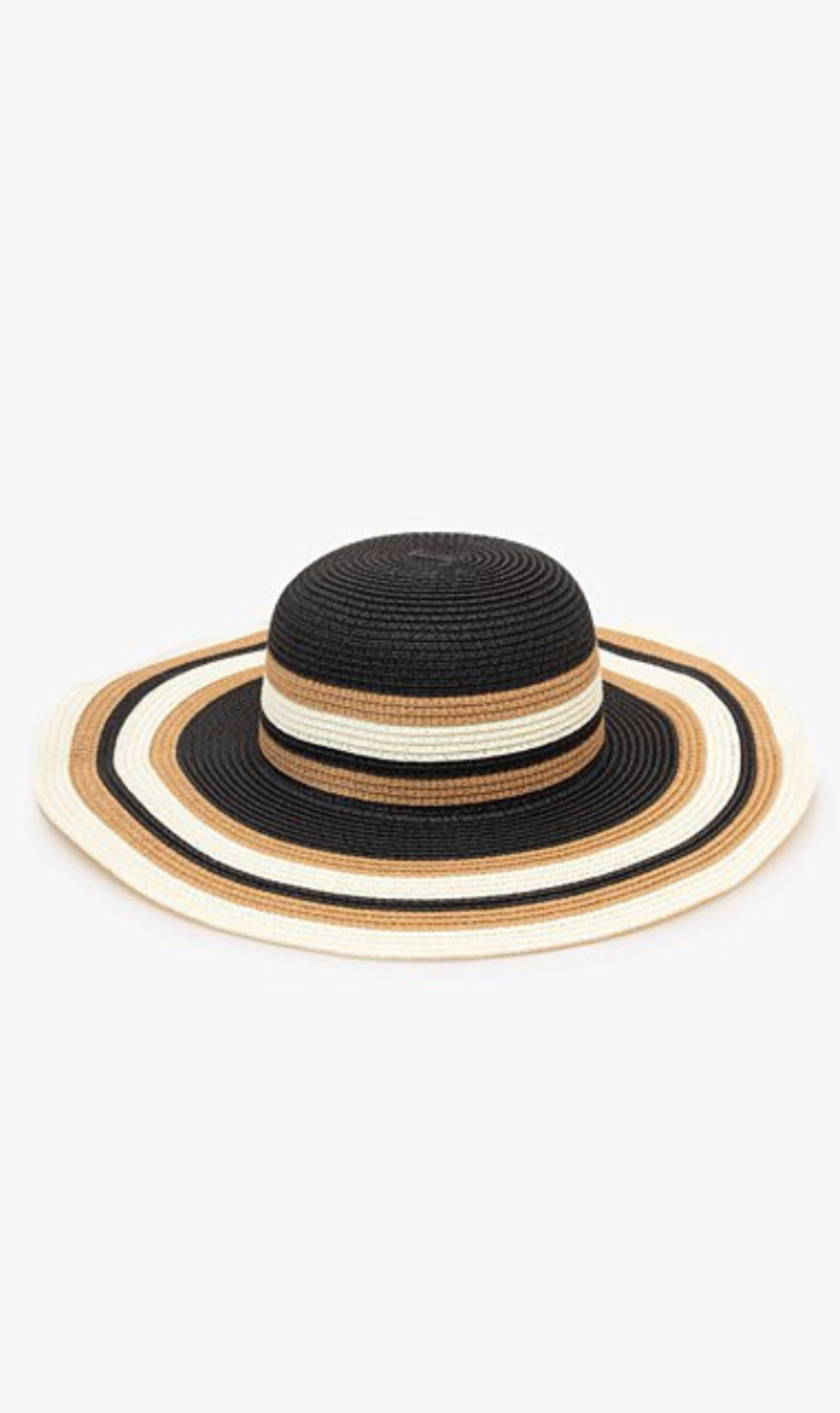 Striped Sunhat - Black and Natural